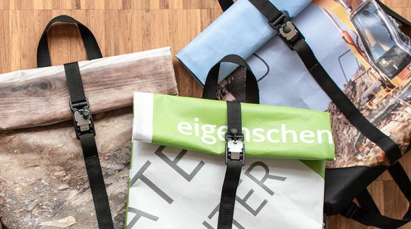 Rucksäcke recycelt aus alten IFB Eigenschenk Meshbannern
